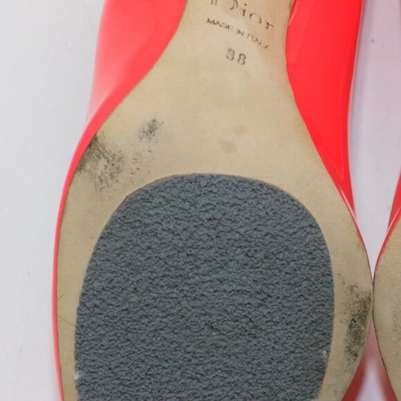 Christian Dior Neon Coral Patent Leather Lucite Heel Pumps EU 38 US 8 - Picture 13 of 16